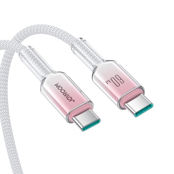 Joyroom S-A42 USB-C - USB-C 60W 1.2m Kabel Crystal-Clear Series - Vit