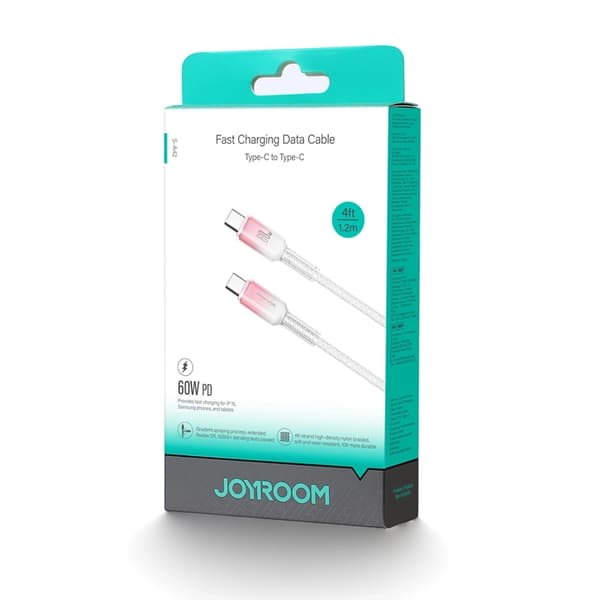 Joyroom S-A42 USB-C - USB-C 60W 1.2m Kabel Crystal-Clear Series - Vit