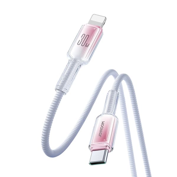 Joyroom S-A42 USB-C - Lightning 30W 1.2m Kabel Crystal-Clear Series - Vit