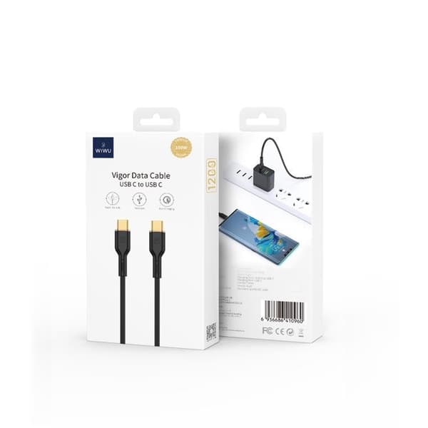 WIWU USB-C Till USB-C 100W Kabel 1.2m YQ02 - Vit