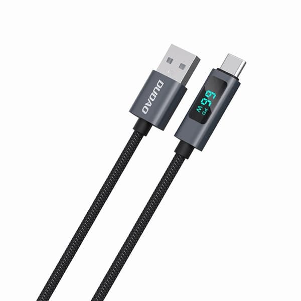 Dudao L7T USB-A - USB-C 66W Kabel med LED Display 1m - Svart