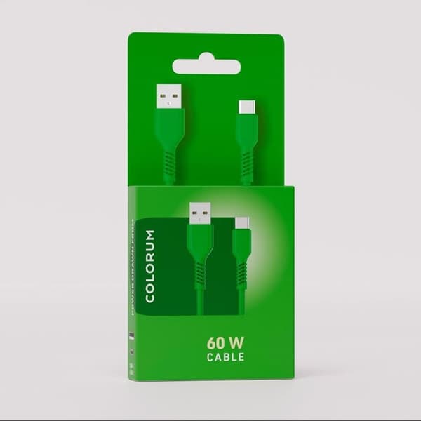 Colorum USB-A till USB-C Kabel 1.8m 3A - Grön