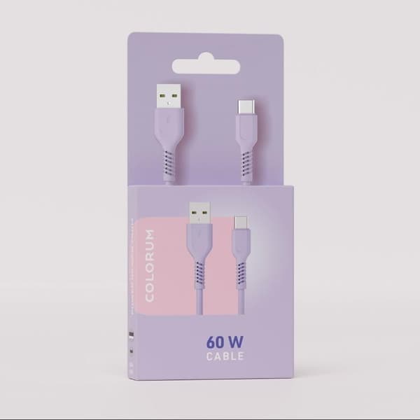 Colorum USB-A till USB-C Kabel 1.8m 3A - Lavendel