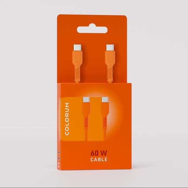 Colorum USB-C till USB-C Kabel 1.8m 3A - Orange