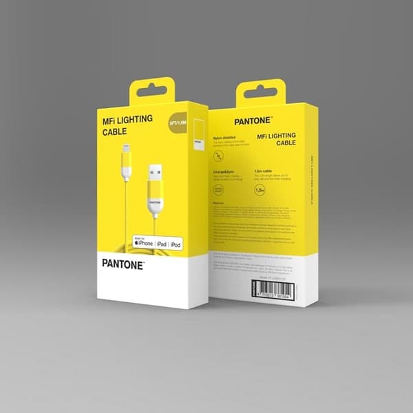 Pantone USB/Lightning 1.5m Kabel MFi 2.4A PT-LCS001-5 102C Gul