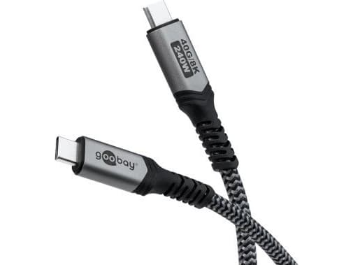 Kabel USB-C™ z tekstylną osłoną, USB4™, 240 W, 40 Gbit/s, Power Delivery, 1 m - Długość kabla 1 m