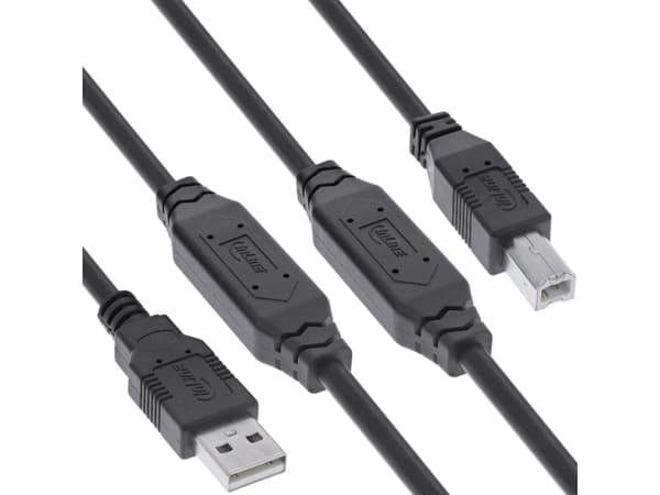 InLine® USB 2.0 aktiv kabel, USB-A hann til USB-B hann, 25m