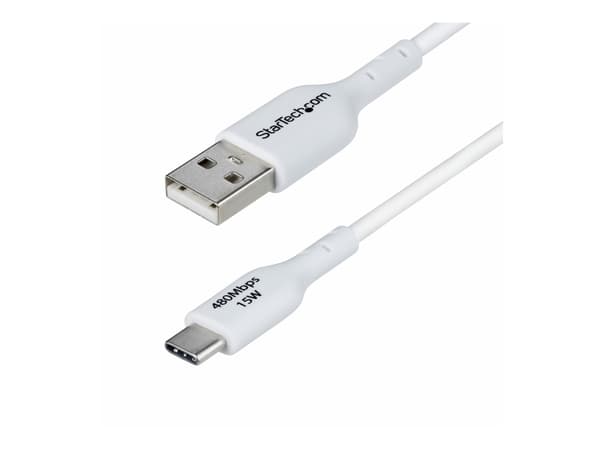 StarTech.com 3ft (1m) White USB-A to USB-C Charging Cable/Cord, M/M - USB-kabel - USB (hane) till 24 pin USB-C (hane) - USB 2.0 - 3 A - 1 m - ladda o