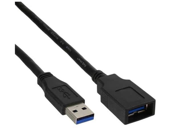 InLine 35610, 1 m, USB A, USB A, USB 3.2 Gen 1 (3.1 Gen 1), Hankjønn/hunkjønn, Sort
