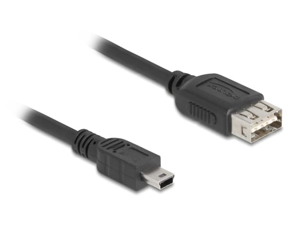 DeLOCK 81524, 1 m, Mini-USB B, USB A, USB 2.0, 0,48 Gbit/s, Svart