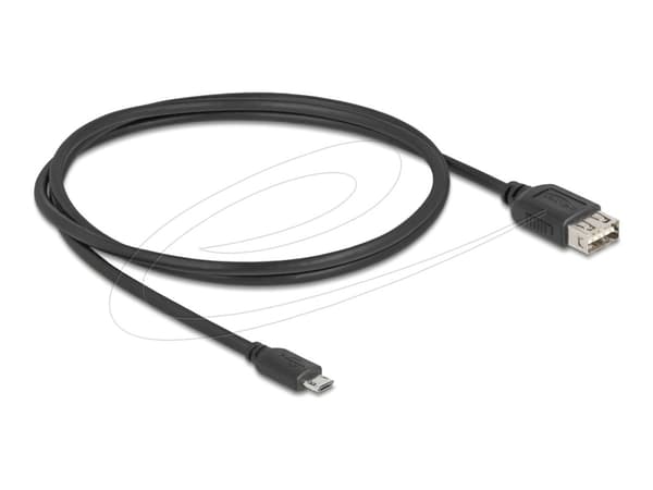 Delock - USB-kabel - mikro-USB typ B (hane) vändbar till USB (hona) vändbar - USB 2.0 - 1 m - lättanvänd USB - svart