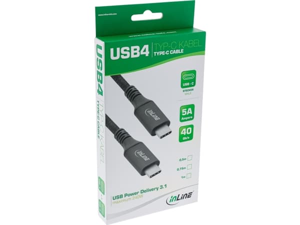 InLine 35904A, 1,5 m, USB C, USB C, USB4 Gen 3x2, 40 Gbit/s, Svart
