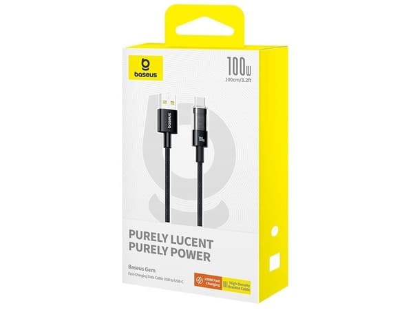 Baseus Gem USB A to USB C fast charging cable 1 m 100 W Black