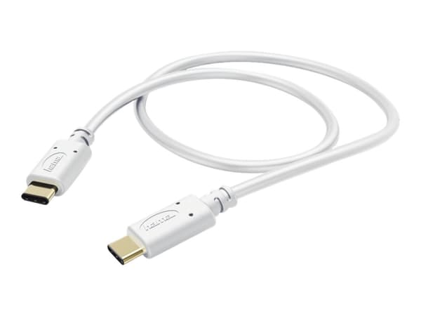 Hama Essential Line - USB-kabel - 24 pin USB-C (hann) til 24 pin USB-C (hann) - 20 V - 3 A - 1.5 m - formstøpt - hvit