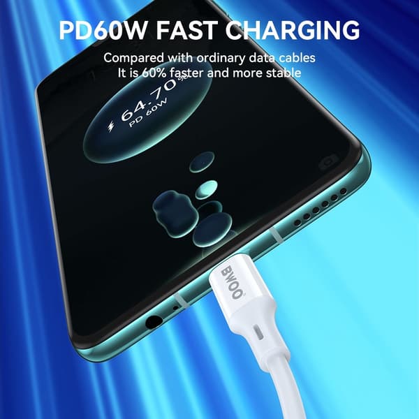 60W USB-C To USB-C PD Premie Snabbladdning kabel iPhone15/16, Samsung