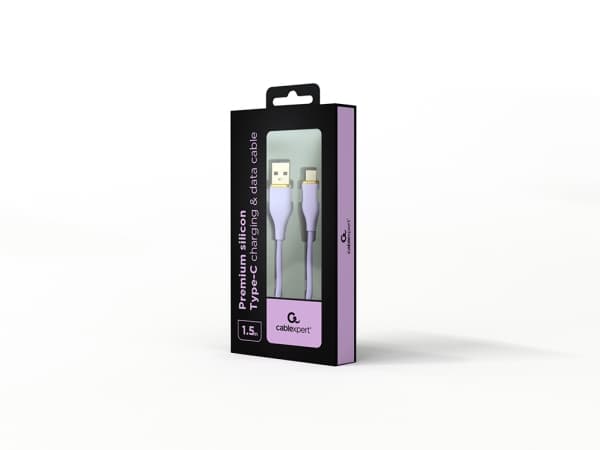 Cablexpert Premium - USB-kaapeli - USB (uros) - 24-nastainen USB-C (uros) - USB 2.0 - 2,1 A - 1,5 m - data ja lataus, muotoiltu - violetti
