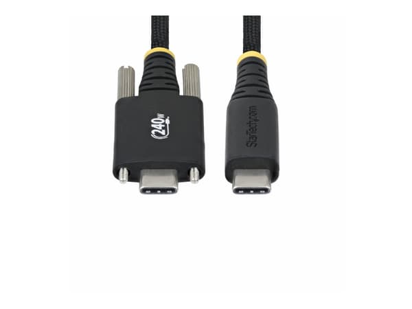StarTech.com 6.6ft (2m) USB-C Charging Cable, Side Screw Locking, 240W (5A) PD EPR, Silicone Jacket w/Braided Nylon, USB 2.0 Laptop Charger Cable, US