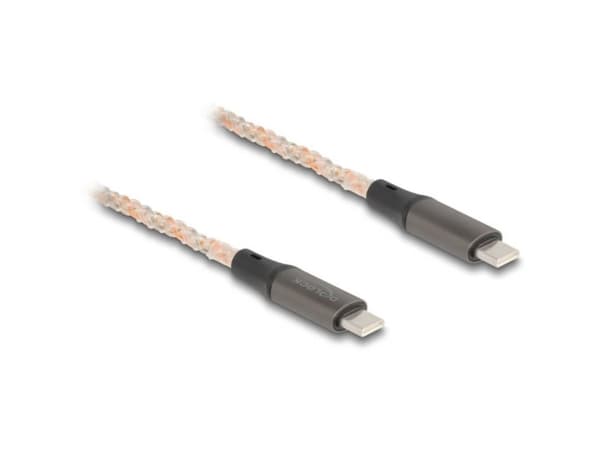 Delock - USB-kabel - 24 pin USB-C (hann) til 24 pin USB-C (hann) - USB 2.0 - 20 V - 5 A - 1.2 m - RGB illumination, støtte for Power Delivery 3.0, Fa