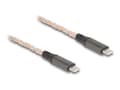 Miniatyrbilde 1 av 2: Delock - USB-kabel - 24 pin USB-C (hann) til 24 pin USB-C (hann) - USB 2.0 - 20 V - 5 A - 1.2 m - RGB illumination, støtte for Power Delivery 3.0, Fa