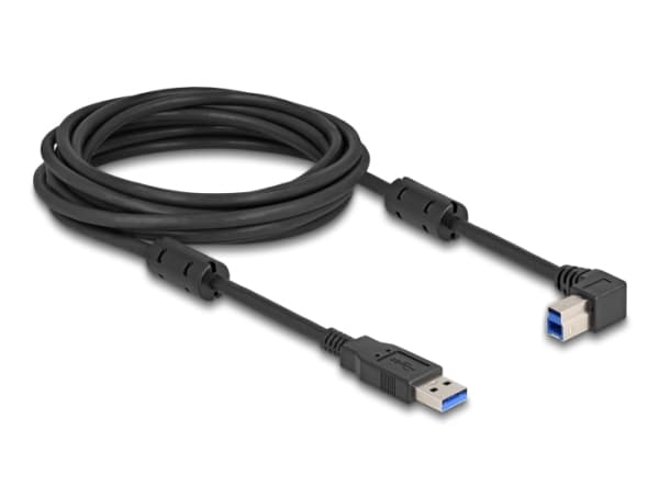 DeLOCK USB 5 Gbps Cable Type-A male to Type-B male 90° right angled 5 m, 5 m, USB A, USB B, USB 3.2 Gen 1 (3.1 Gen 1), 5 Gbit/s, Black