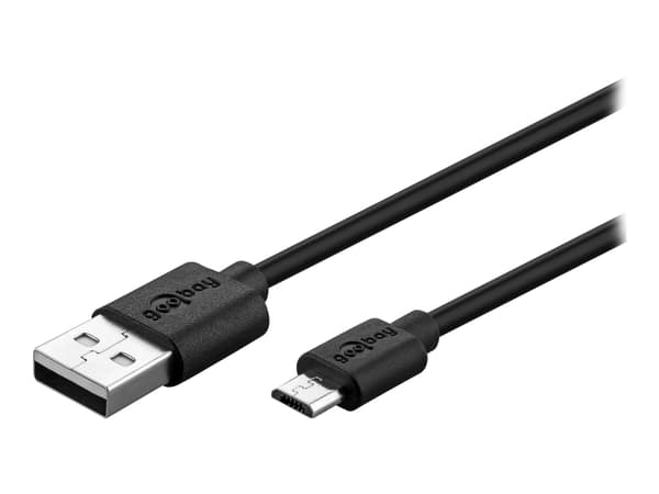 goobay - USB-kabel - Micro-USB type B (P) til USB (P) - USB 2.0 - 3 A - 1 m - svart