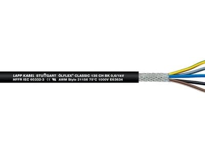 Lapp ÖLFLEX CLASSIC 135 CH BK 0,6/1 kV, Sort, 51 kg/km, 140 kg/km, 4000 V, 1 mm², -40 - 80 °C