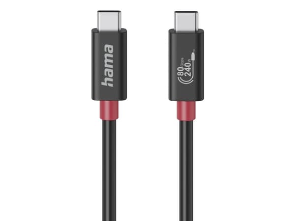 Hama 00200799, 1 m, USB C, USB C, USB4 Gen 4x2, 80000 Gbit/s, Svart