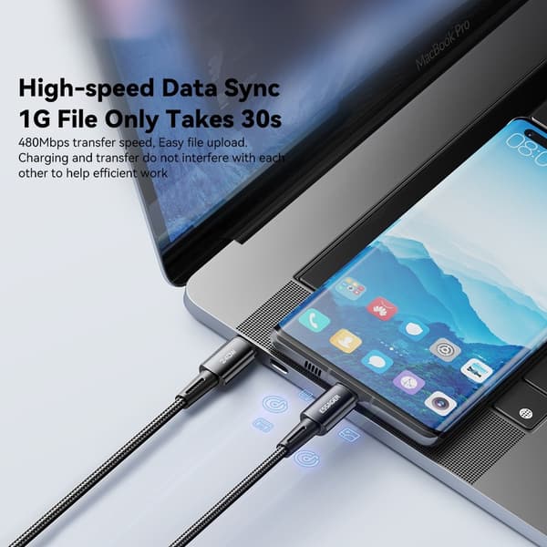 ESSAGER 2m USB-C till USB-C PD 240W Laddningskabel Datakabel Snabbladdning