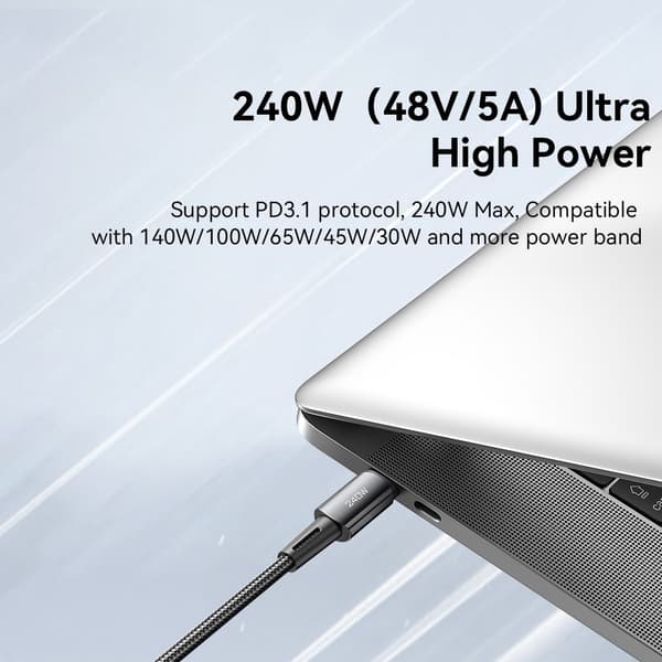 ESSAGER 2m USB-C till USB-C PD 240W Laddningskabel Datakabel Snabbladdning