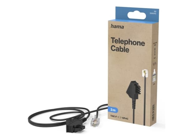 Hama 00300045, 3 m, TAE (F), RJ-11, Sort, Hankjønn, Hankjønn