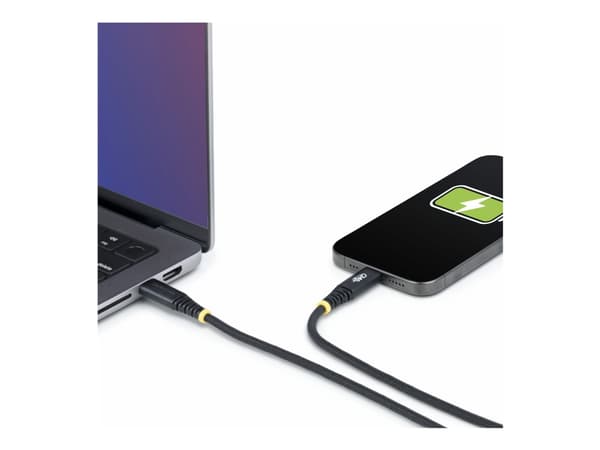 StarTech.com 1m USB-C Charging Cable, 240W, Silicone Jacket w/Braid - USB-kabel - 24 pin USB-C (hane) till 24 pin USB-C (hane) - USB 2.0 - 48 V - 5 A