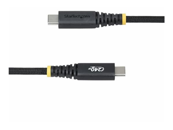 StarTech.com 1m USB-C Charging Cable, 240W, Silicone Jacket w/Braid - USB-kabel - 24 pin USB-C (hane) till 24 pin USB-C (hane) - USB 2.0 - 48 V - 5 A