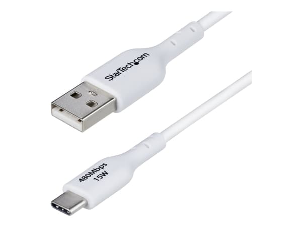 StarTech.com 3m (9.8ft) White USB-A to USB-C Charging Cable/Cord, M/M - USB-kabel - USB (hann) til 24 pin USB-C (hann) - USB 2.0 - 3 A - 3 m - lade o