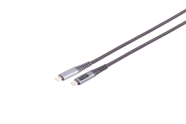 MicroConnect - USB-kabel - 24 pin USB-C (hane) till 24 pin USB-C (hane) - USB4 Gen3x2 - 1.5 m - USB-strömförsörjning (240W), amps, volts, watts displ
