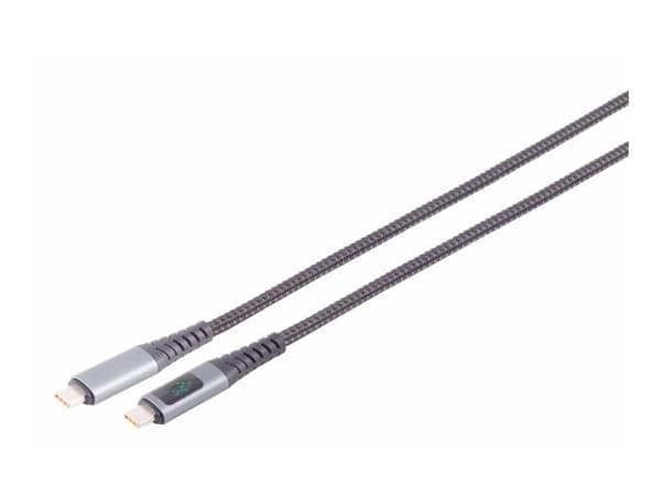 MicroConnect - USB-kabel - 24 pin USB-C (hane) till 24 pin USB-C (hane) - USB4 Gen3x2 - 1.5 m - USB-strömförsörjning (240W), amps, volts, watts displ