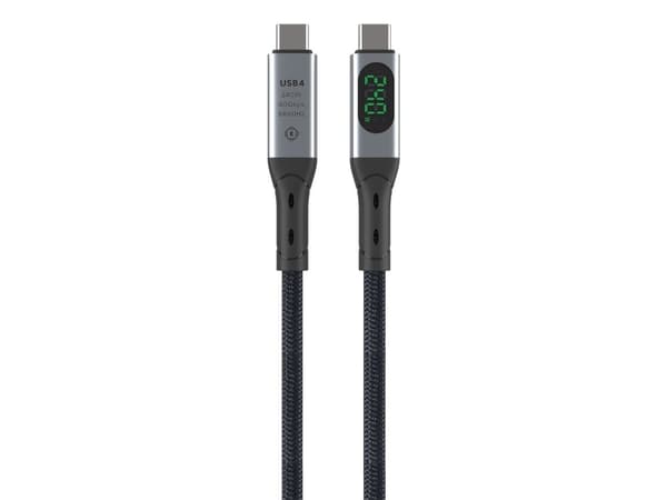 4smarts 541438, 1,5 m, USB C, USB C, USB4 Gen 2x2, 40 Gbit/s, Svart, Grå