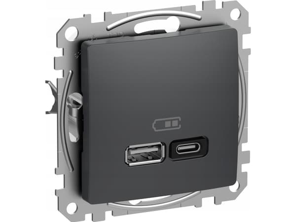 SCHNEIDERE USB-ladekontakt Schneider Sedna Design SDD114404 A+C 45W PD svart antrasitt