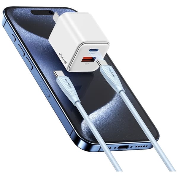 Usams USB-C till USB-C Kabel 1m Green Series - Vit