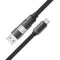 Miniatyrbild 3 av 6: Acefast USB-C - USB-A - USB-C 3A Kabel 0.2m 480Mb/s Svart