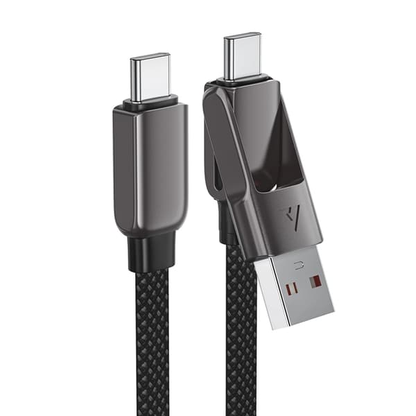 Acefast USB-C - USB-A - USB-C 3A Kabel 0.2m 480Mb/s Svart