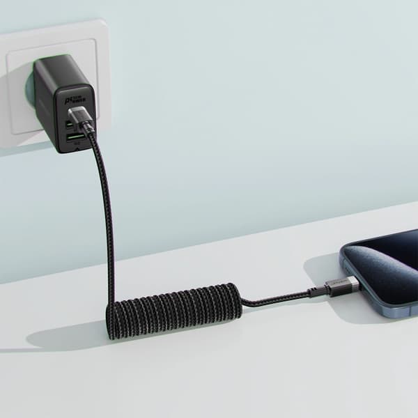 Acefast USB-C - USB-C 3A Kabel 1.2m Spring 480Mb/s - Svart