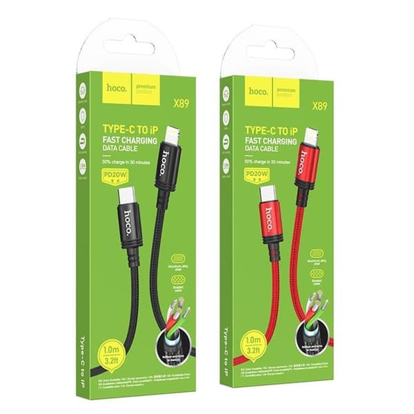 Hoco USB-C till Lightning Kabel PD 20W X89 1m Svart