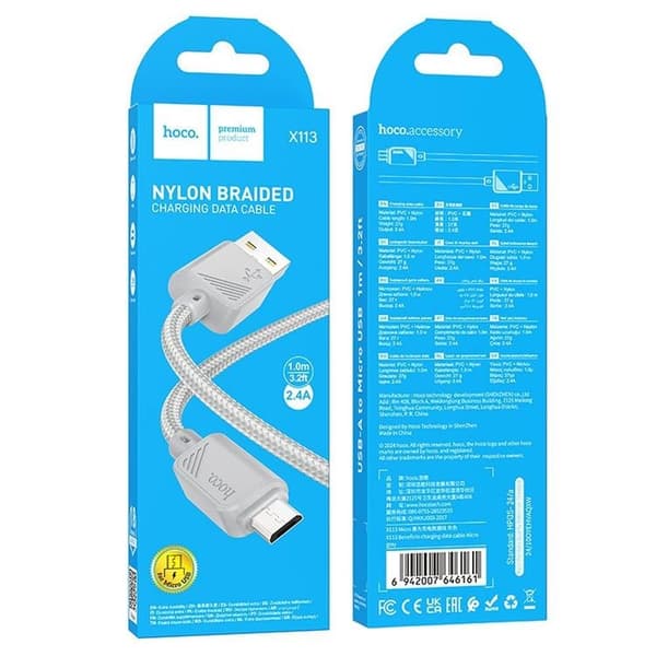 HOCO USB-A till Micro-USB Kabel 2.4A X113 1 m - Grå