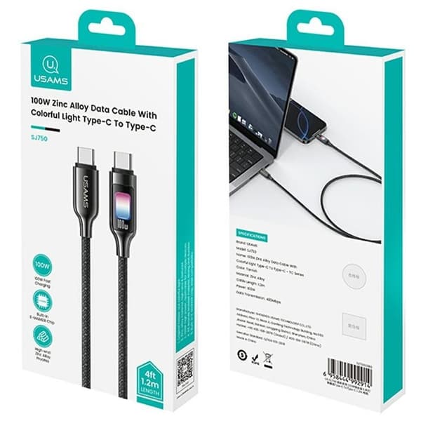 USAMS USB-C Till USB-C Kabel 100W 1.2m TC - Tarnish