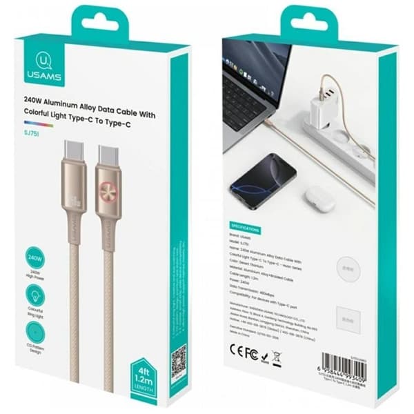 USAMS USB-C Till USB-C Kabel 240W 1.2m Huan - Titan