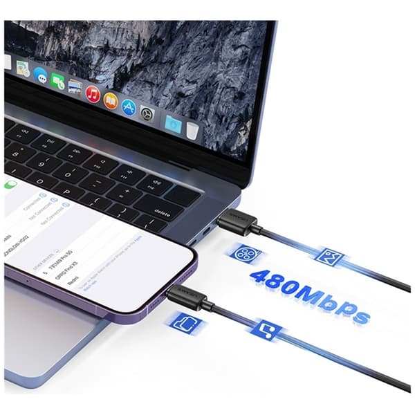USAMS USB-C Till Lightning Kabel 1.2m Lanyard - Svart