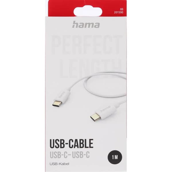 Hama USB-C Till USB-C 1m Kabel - Vit
