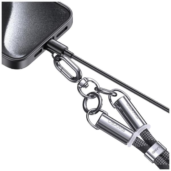 USAMS USB-C Till Lightning Kabel 1.2m Lanyard - Svart