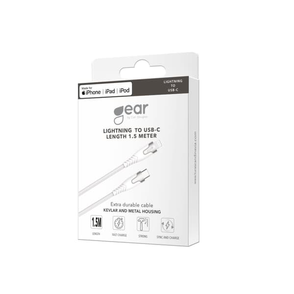 Gear Kevlar-kabel Pro Usb-C Til Lightning Metalhus Hvid 1,5m