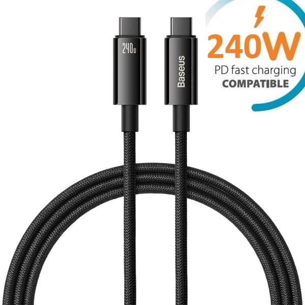 240W Snabbladdning Baseus Tungsten USB-C till USB-C-kabel – 3m